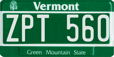 VT license plate ZPT560
