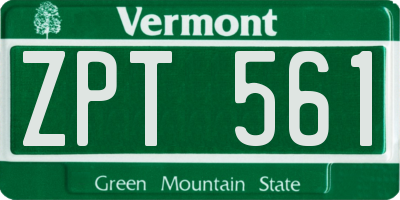 VT license plate ZPT561