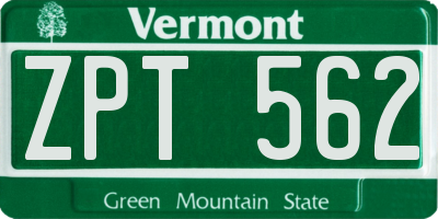 VT license plate ZPT562