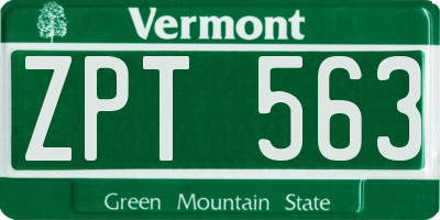 VT license plate ZPT563