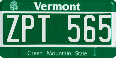 VT license plate ZPT565