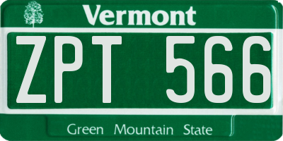 VT license plate ZPT566
