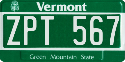 VT license plate ZPT567