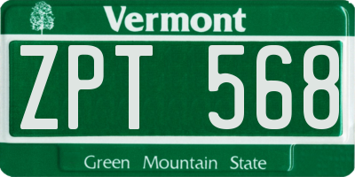 VT license plate ZPT568