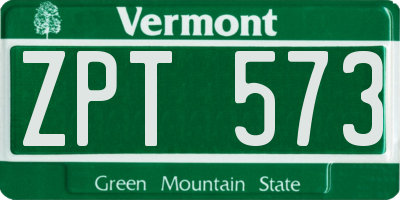VT license plate ZPT573