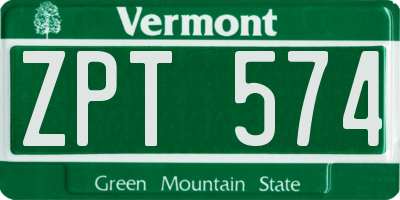 VT license plate ZPT574