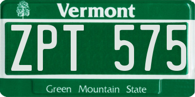 VT license plate ZPT575