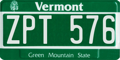 VT license plate ZPT576