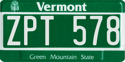 VT license plate ZPT578