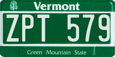 VT license plate ZPT579