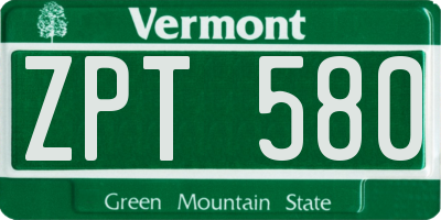 VT license plate ZPT580