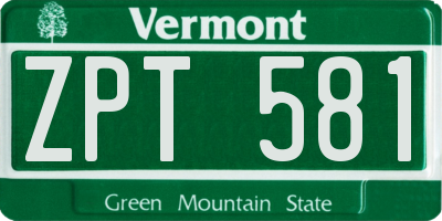 VT license plate ZPT581