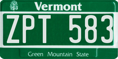 VT license plate ZPT583
