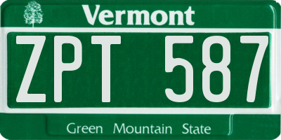 VT license plate ZPT587