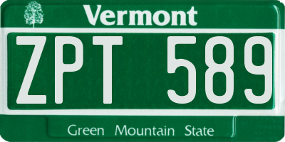 VT license plate ZPT589