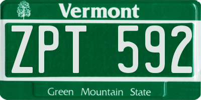 VT license plate ZPT592
