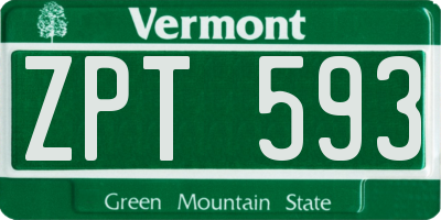 VT license plate ZPT593