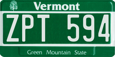 VT license plate ZPT594