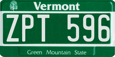 VT license plate ZPT596