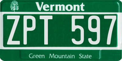 VT license plate ZPT597