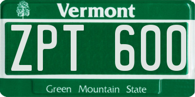 VT license plate ZPT600