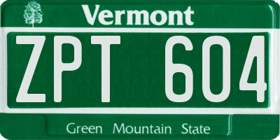 VT license plate ZPT604