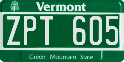 VT license plate ZPT605