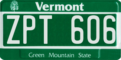 VT license plate ZPT606