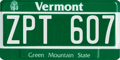 VT license plate ZPT607