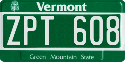 VT license plate ZPT608