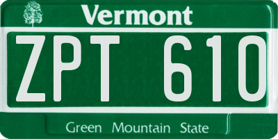 VT license plate ZPT610