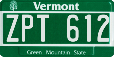 VT license plate ZPT612