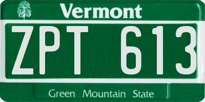 VT license plate ZPT613