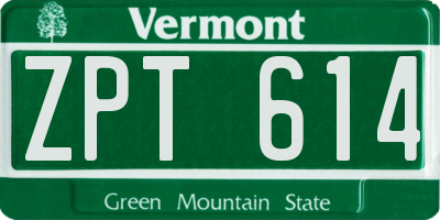 VT license plate ZPT614