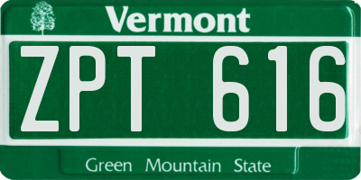 VT license plate ZPT616