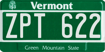 VT license plate ZPT622