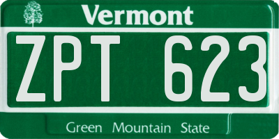 VT license plate ZPT623