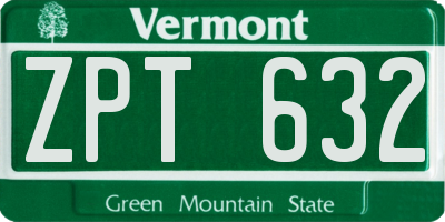 VT license plate ZPT632