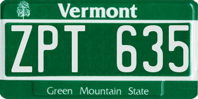 VT license plate ZPT635