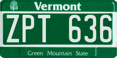 VT license plate ZPT636