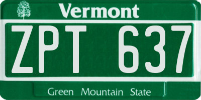 VT license plate ZPT637