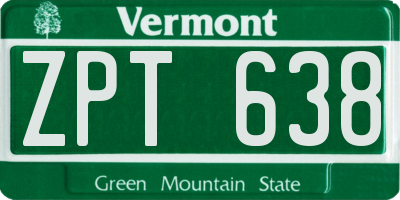 VT license plate ZPT638