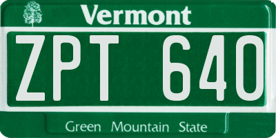 VT license plate ZPT640