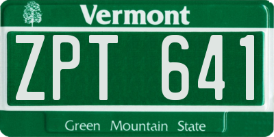 VT license plate ZPT641
