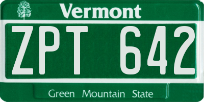 VT license plate ZPT642