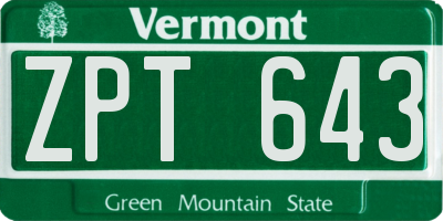 VT license plate ZPT643