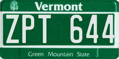 VT license plate ZPT644