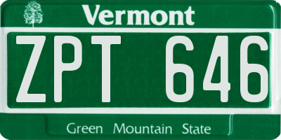 VT license plate ZPT646