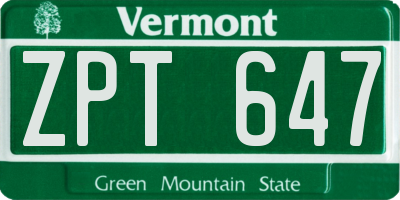 VT license plate ZPT647