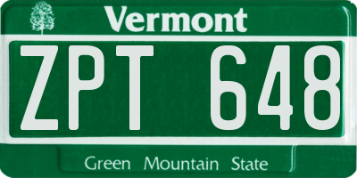 VT license plate ZPT648